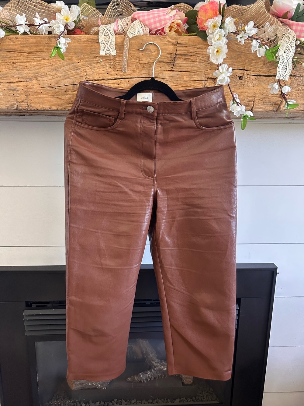Wilfred Brown Faux Leather Waistband Pants